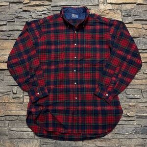 Vintage Pendleton Macpherson Red Tartan Flannel Shirt Mens Large Red USA Wool